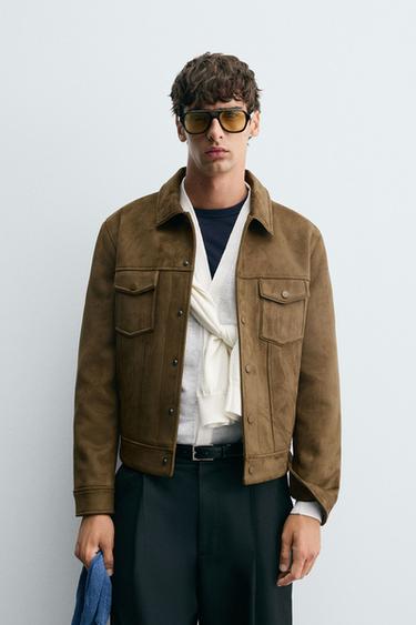 Zaras REGULAR FIT-JACKA MED MOCKAEFFEKT - Brunrostad