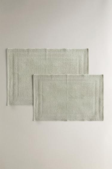 RUTSCHFESTER BADVORLEGER AUS BAUMWOLLE - Blau / Grün von Zara