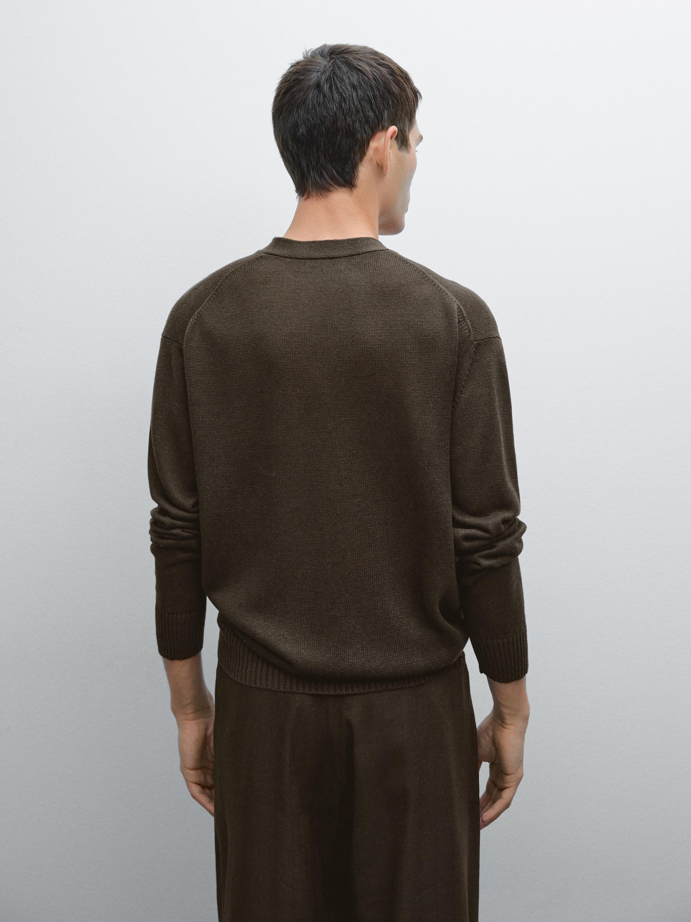 Knit linen blend cardigan