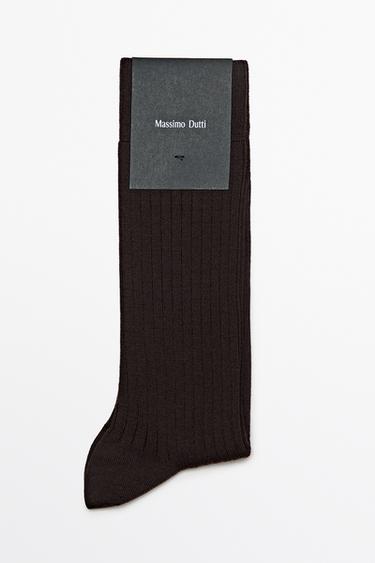 Zara Ribbed dress socks - Chocolate - Image 0