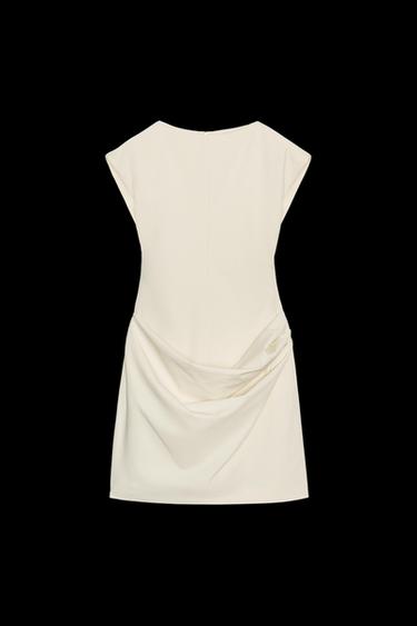 Zara DRAPED FABRIC MINI DRESS - Vanilla - Image 0