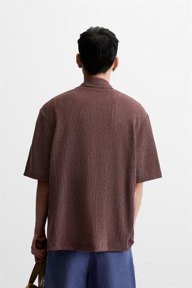 WASHED TEXTURED SHIRT - Dark pink by Zara - Image 3