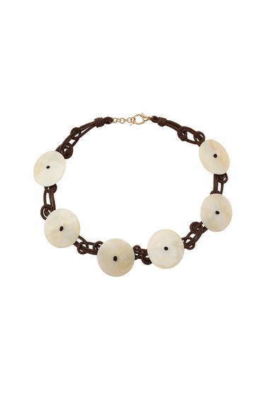 RESIN DISC CORD BELT - Brown by Zara