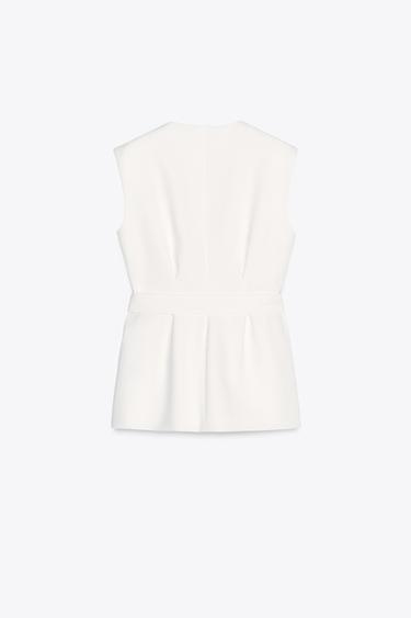 BELTED WAISTCOAT ZW COLLECTION - Ecru by Zara - Image 6