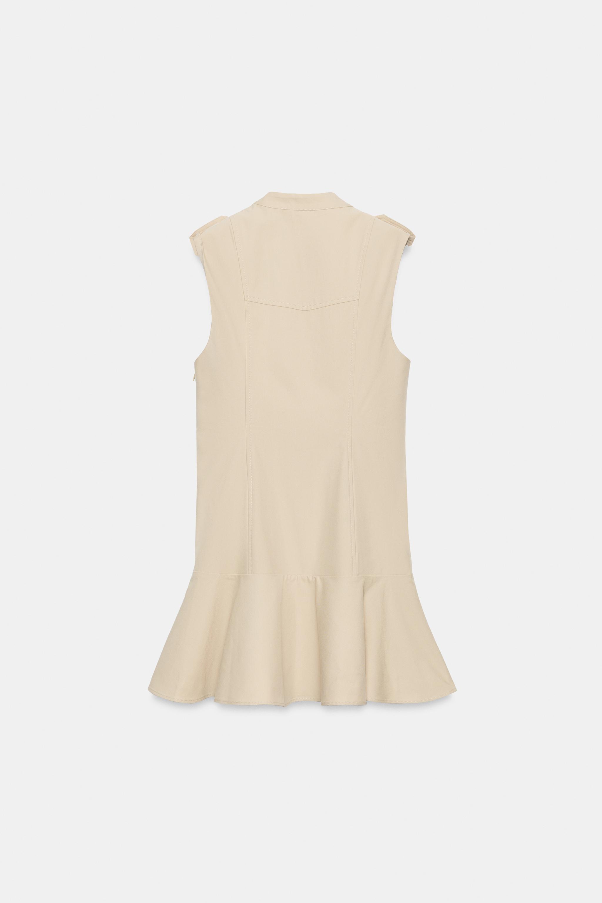 BUTTONED RUFFLE MINI DRESS