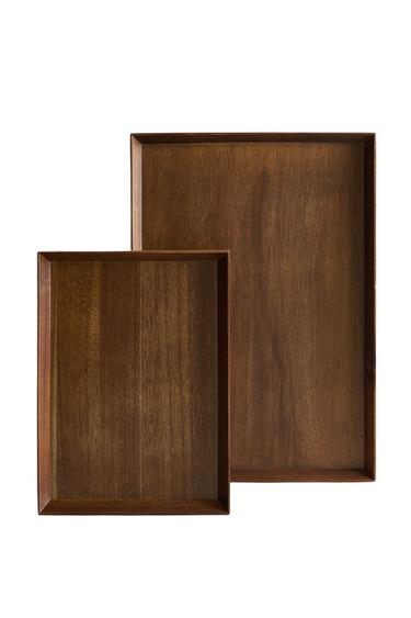 RECTANGULAR WOODEN TRAY - Light beige by Zara