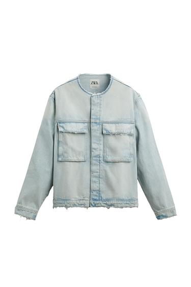 DENIM JACKET WITH IRREGULAR TRIMS