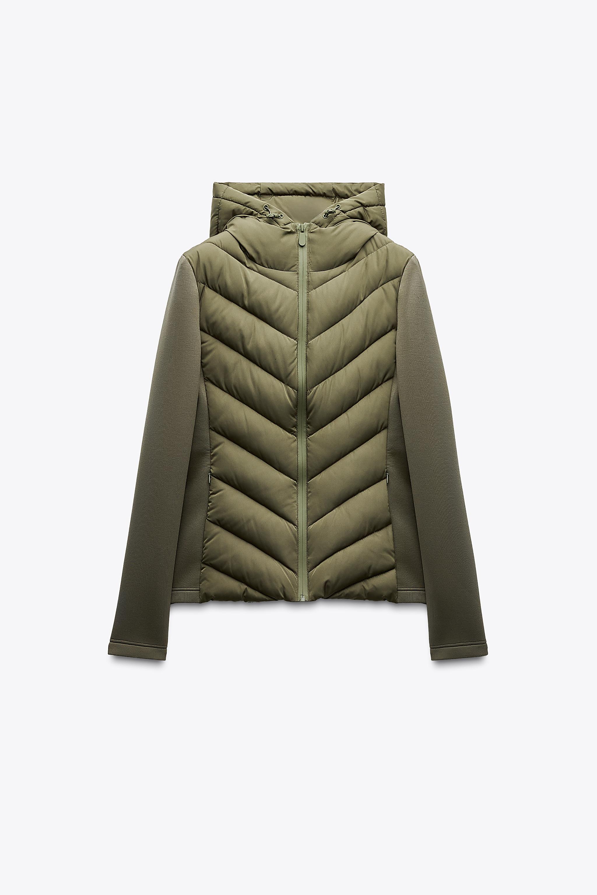 CONTRAST PADDED JACKET - Khaki | ZARA New Zealand
