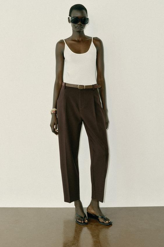 Zara POLYAMIDE SPAGHETTI STRAP TOP - Ecru - Image 0