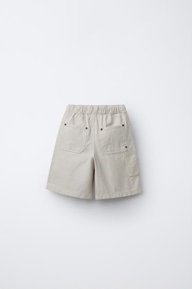 SHORT CARPENTER LOGO BRODÉ - Écru de Zara - Image 1