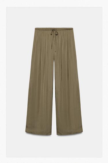 بنطلون بالازو منسدل - كاكي داكن الخاص بـ Zara