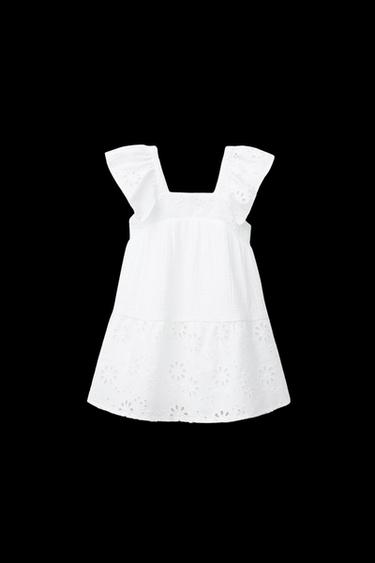 KLEID MIT STRUKTURMUSTER UND BLUMENSTICKEREI - Weiß von Zara - Bild 0
