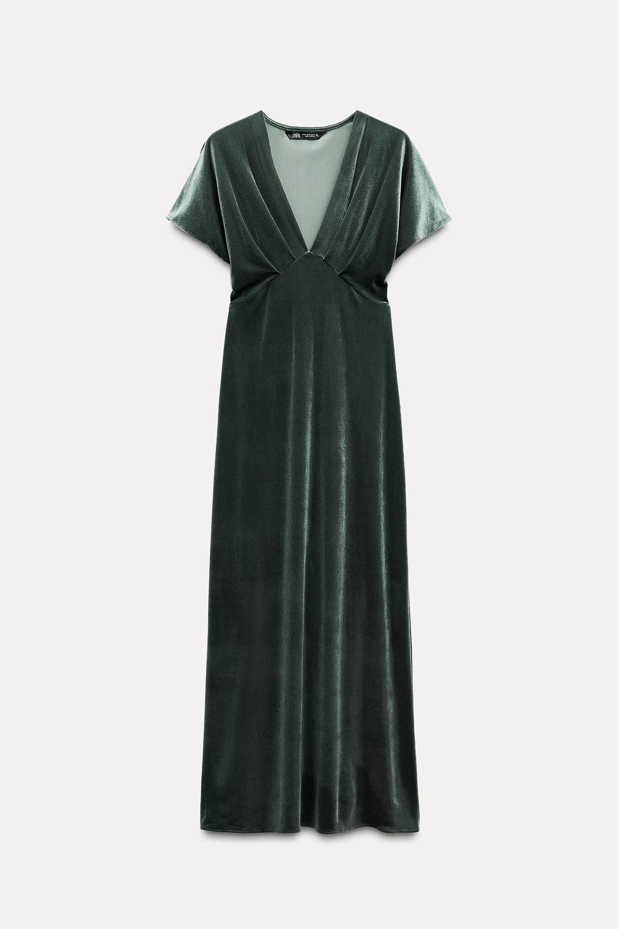 Blue velvet wrap dress zara hotsell