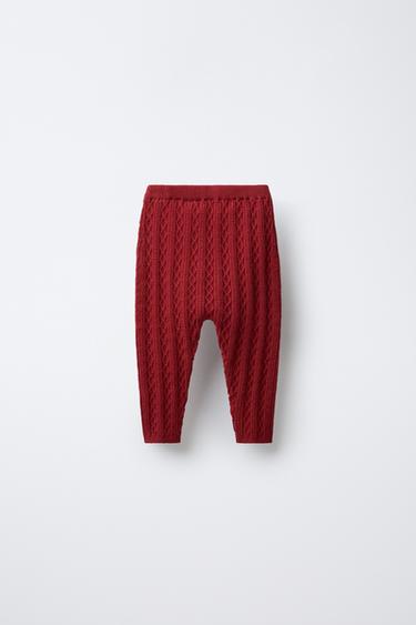 LEGGING EN MAILLE À TORSADES - Rouge foncé de Zara - Image 1