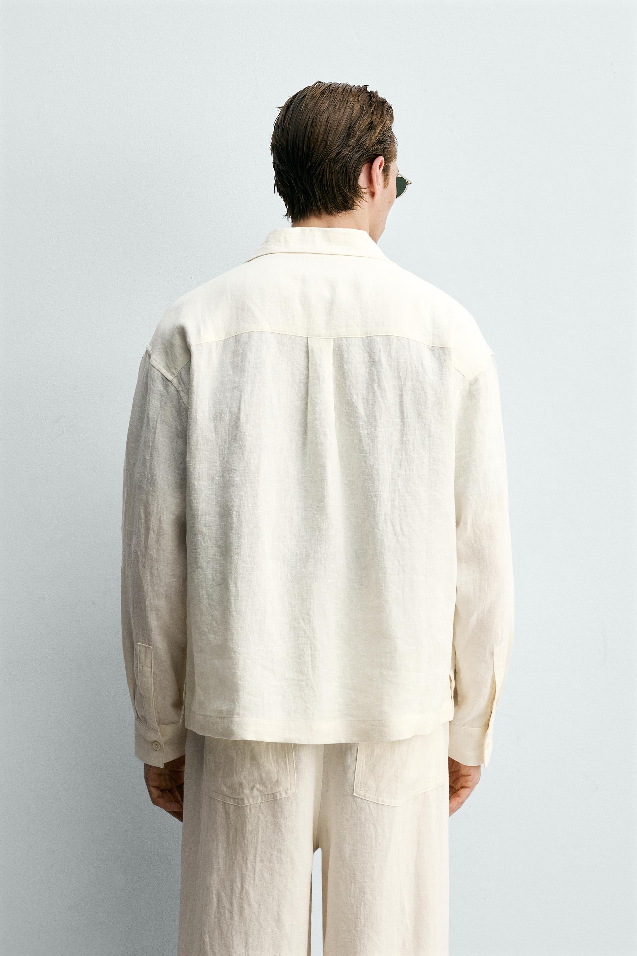 CHEMISE RELAXED FIT 100% LIN POCHES PLIS