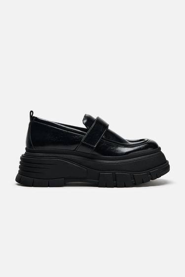 Zara PLATFORM LOAFERS - Black