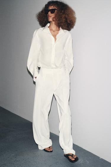 ZW COLLECTION STRAIGHT-LEG TROUSERS - Ecru by Zara