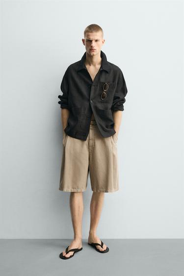 Zaras SHORTS RELAXED FIT MED VECK - Beige