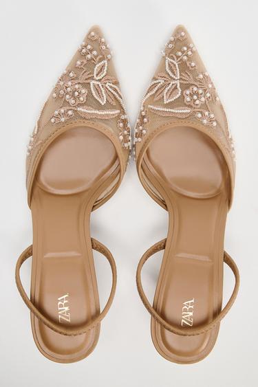 SLINGBACK SHOES WITH EMBROIDERED MESH - Brown by Zara - Image 5