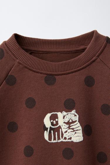 NAON JEONG © POLKA DOT SWEATSHIRT - Brown by Zara - Image 2
