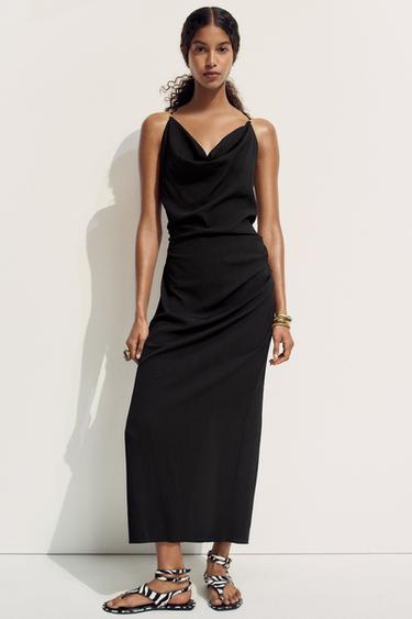 VESTIDO LENCERO FORNITURA - Negro de Zara