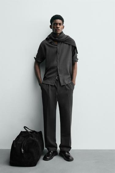 PANTALON FLUIDE COUPE DROITE - Gris anthracite de Zara