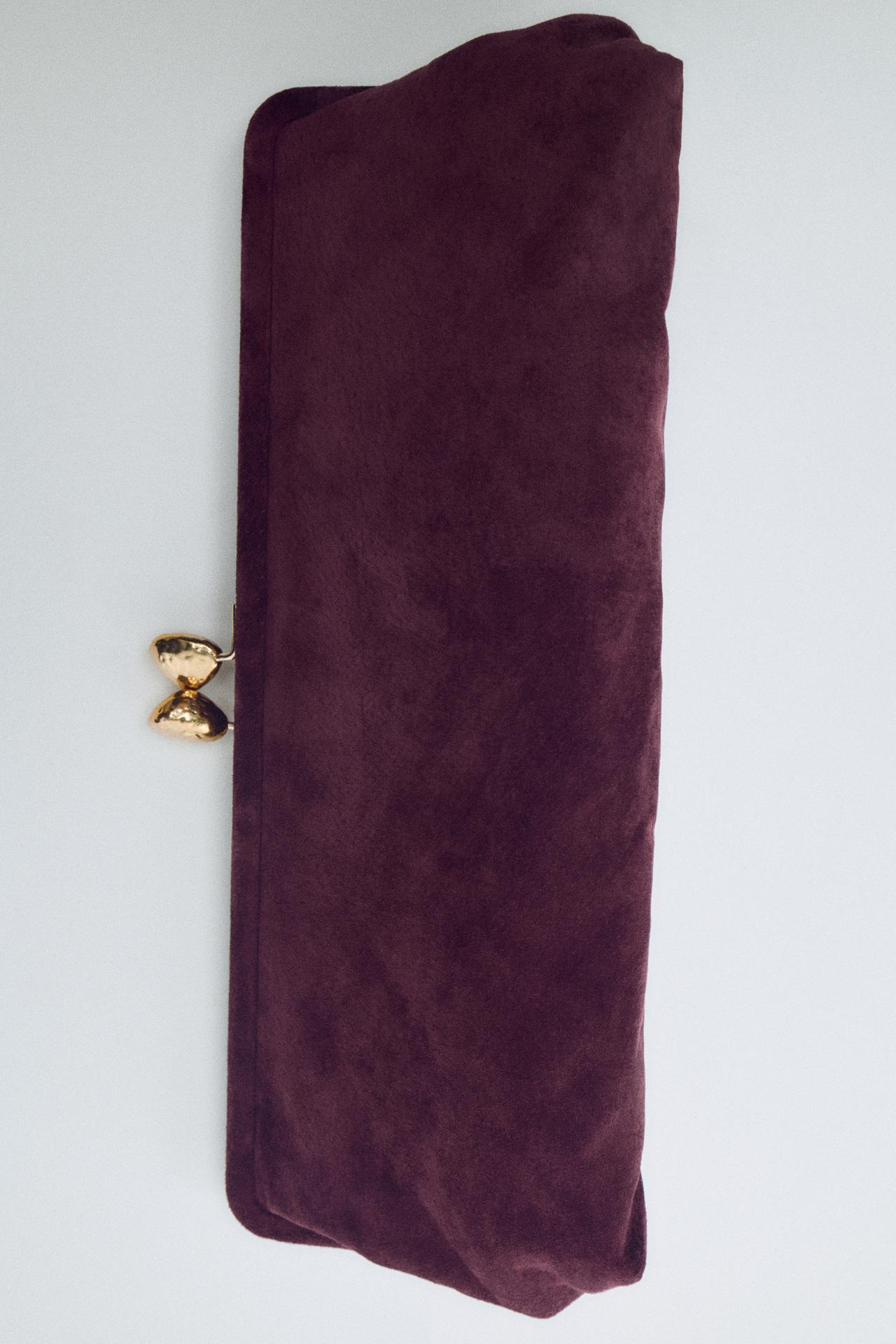 LEATHER CLUTCH — Burgundy Red