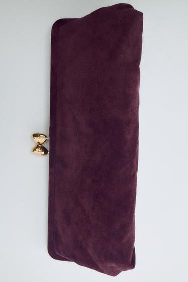 LEATHER CLUTCH — Burgundy Red 1