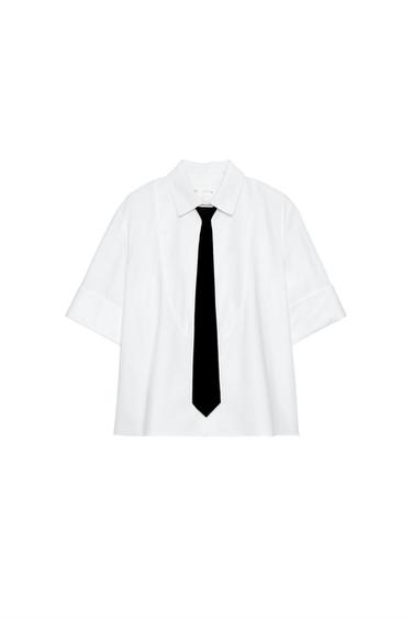 ZW COLLECTION KOŠILE S PŘEDNÍM DÍLEM A KRAVATOU - Bílá od Zara