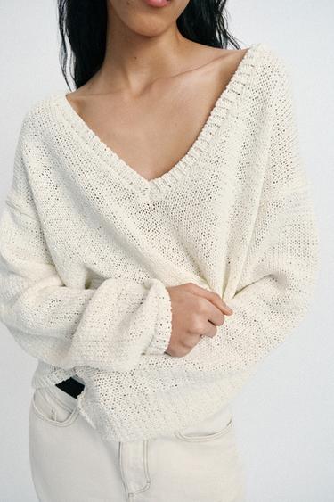 SUÉTER PUNTO ESCOTE PICO - Crudo de Zara
