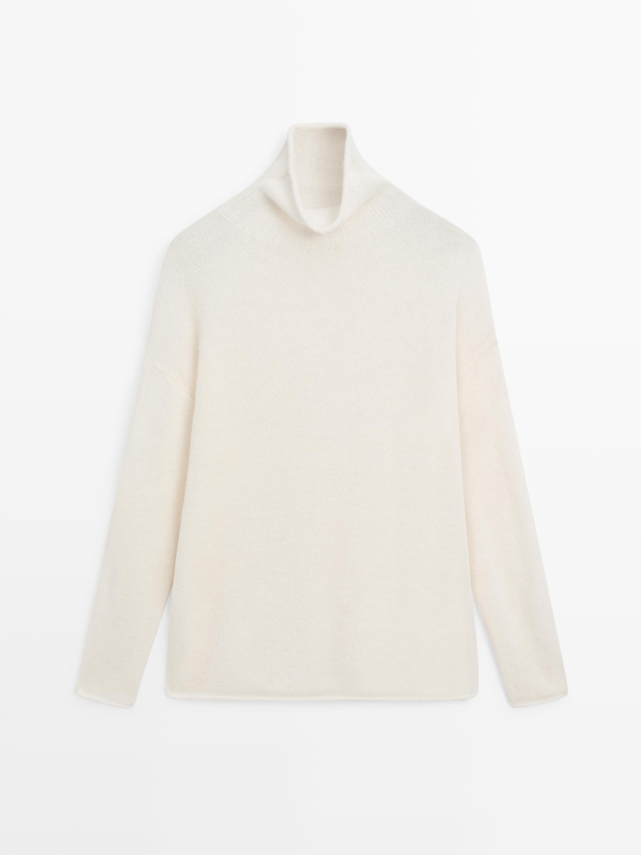 Pull en maille 100 % laine à col montant