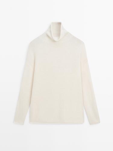 Zara Wool high neck knit sweater - Oyster-white