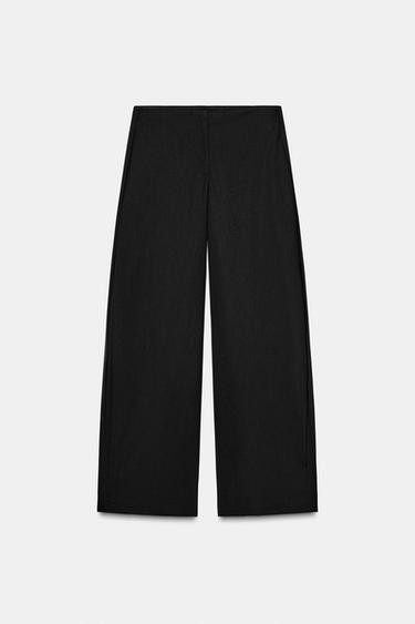 ZW COLLECTION WIDE-LEG PINSTRIPE TROUSERS - Black by Zara