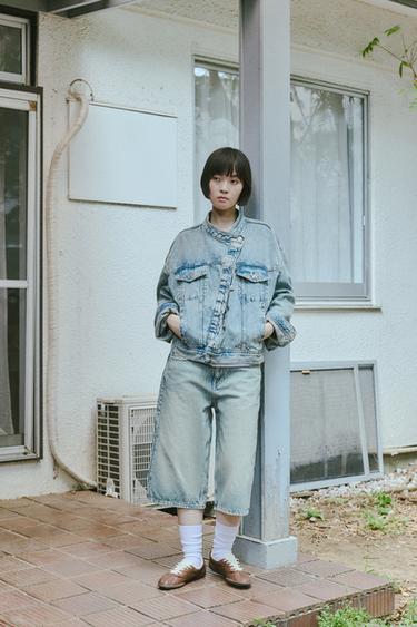 ZW 컬렉션 크로스오버 데님 재킷 - Zara 워싱 블루