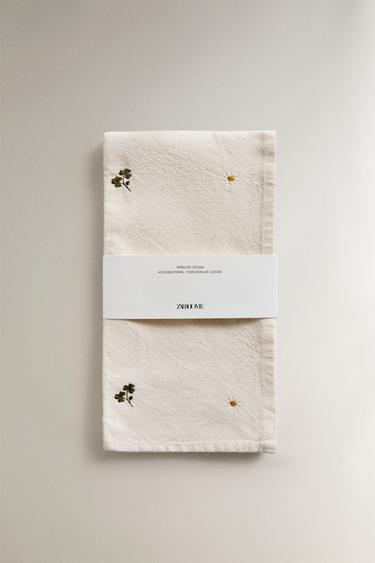 TORCHON BRODÉ TRÈFLE - Vert de Zara - Image 3