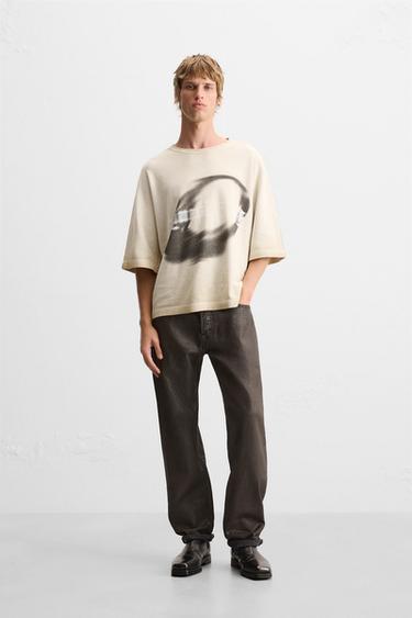 CAMISETA LAVADA PUNTO - Crudo de Zara - Imagen 0