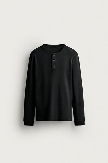 HENLEY T-SHIRT — Black 1