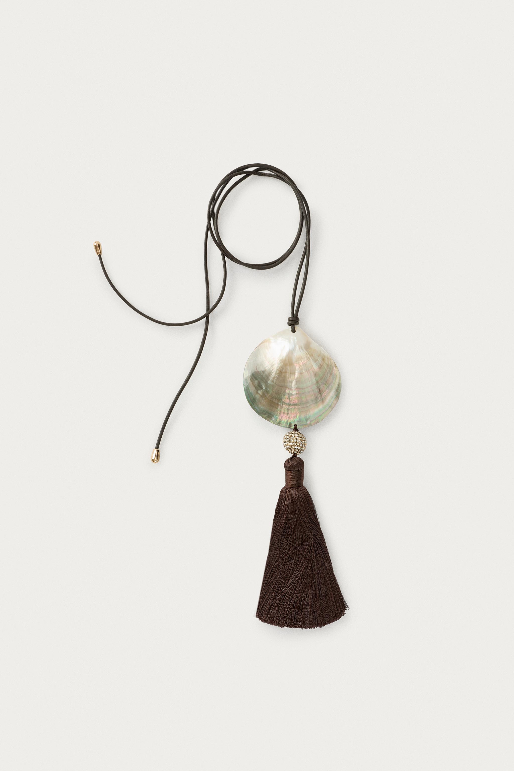 SHIMMER SHELL CORD NECKLACE MARISA BERENSON X ZARA — Black