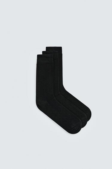 Zara THREE-PACK OF RIBBED SOCKS - Black