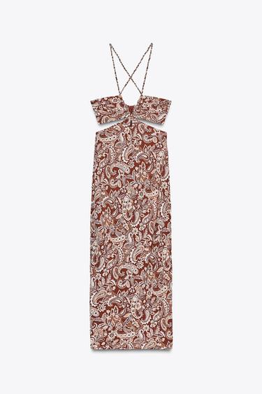 PRINTED MIDI DRESS WITH CUT OUT DETAIL - Terracotta by Zara - Image 5