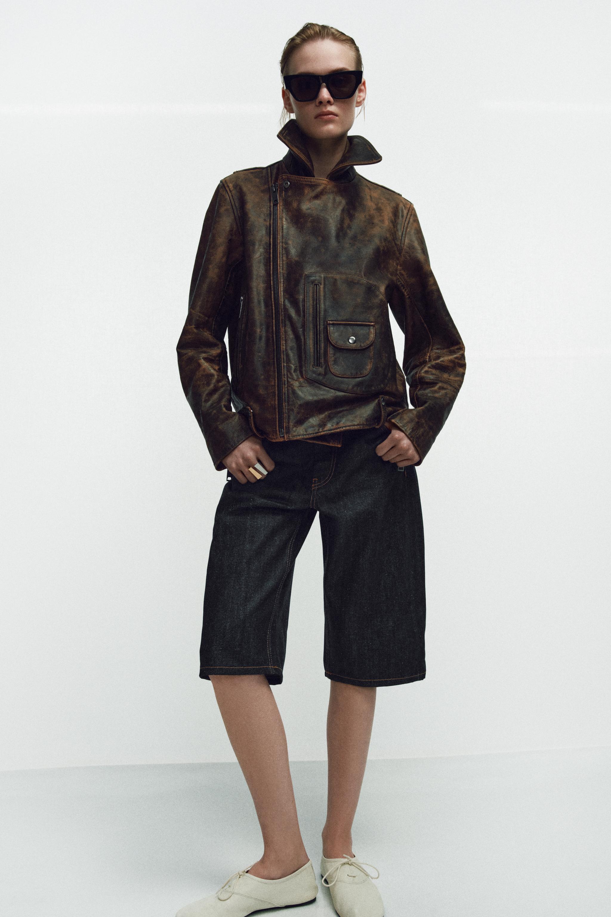 100% LEATHER BIKER JACKET ZW COLLECTION LIMITED EDITION