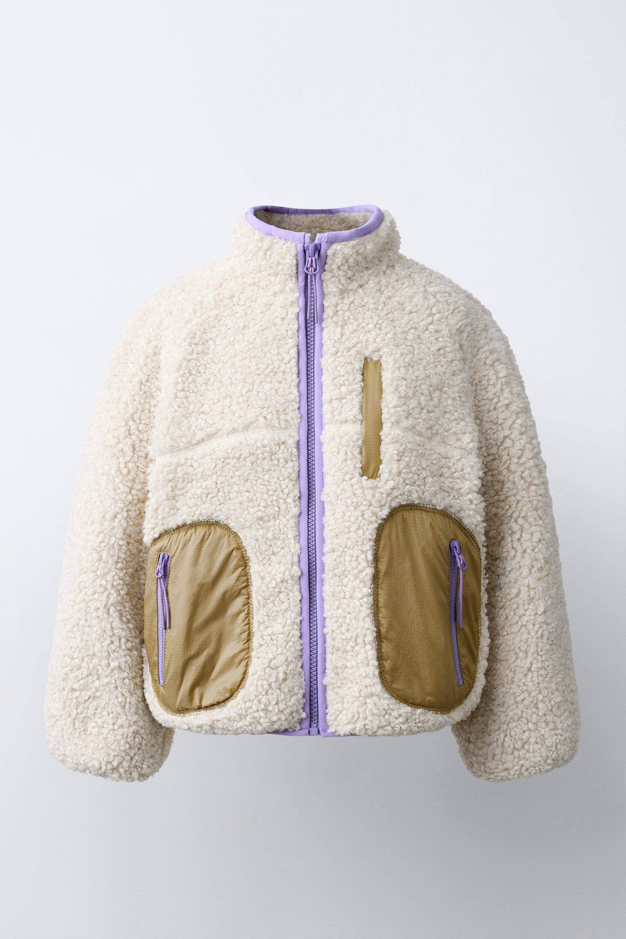 CONTRAST FAUX SHEARLING JACKET