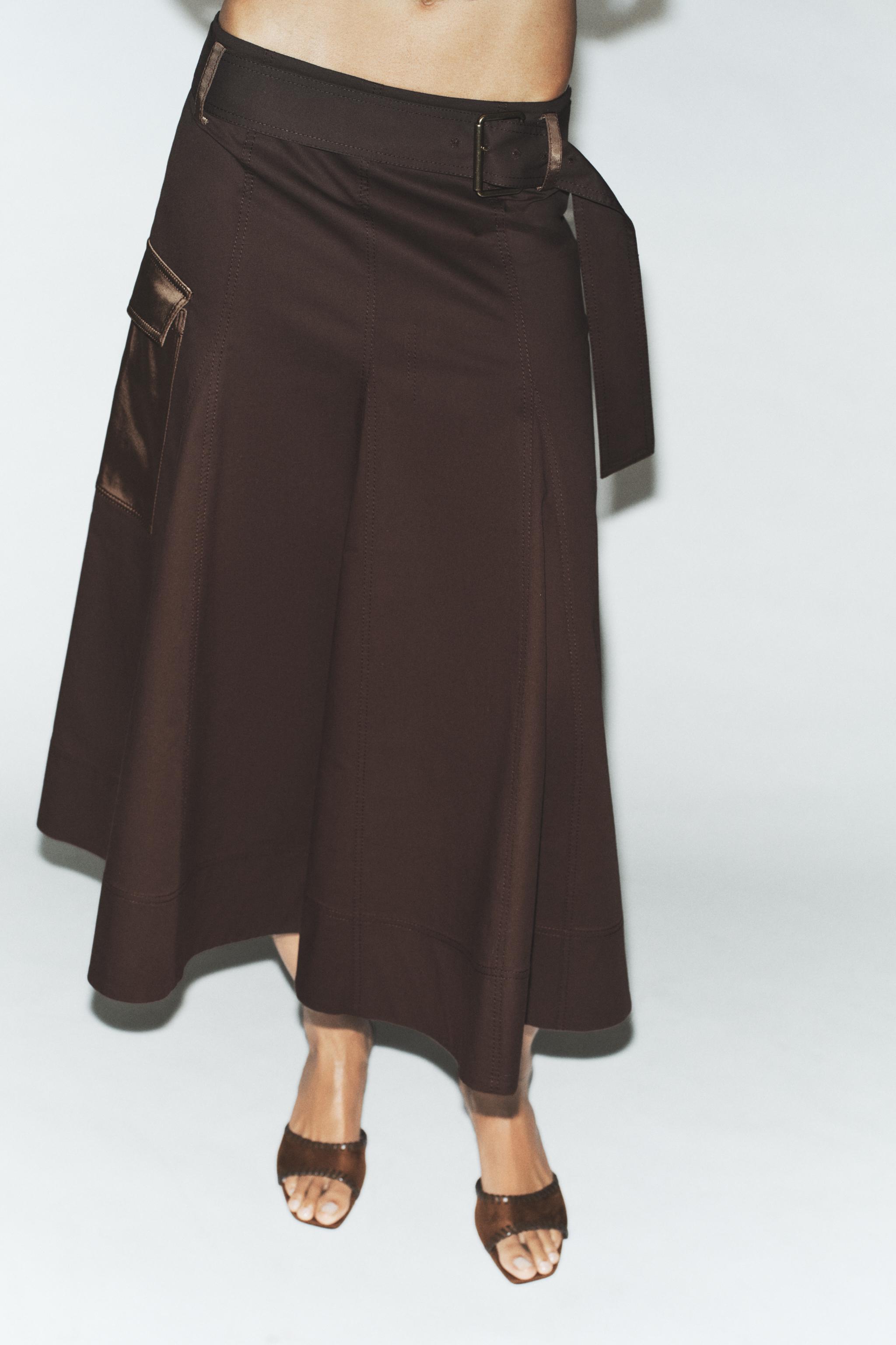 BELTED CARGO MIDI SKIRT