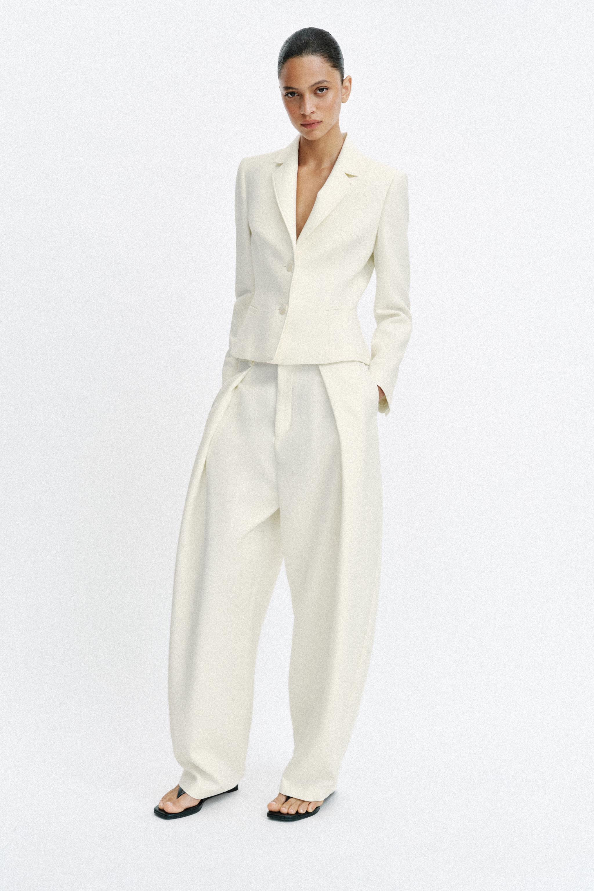 【ムツゴロウ】　ZARA ザラ　スーツ　スリーピース　セットアップ TAILORED BLAZER WITH SHOULDER PADS - Ecru | ZARA United States