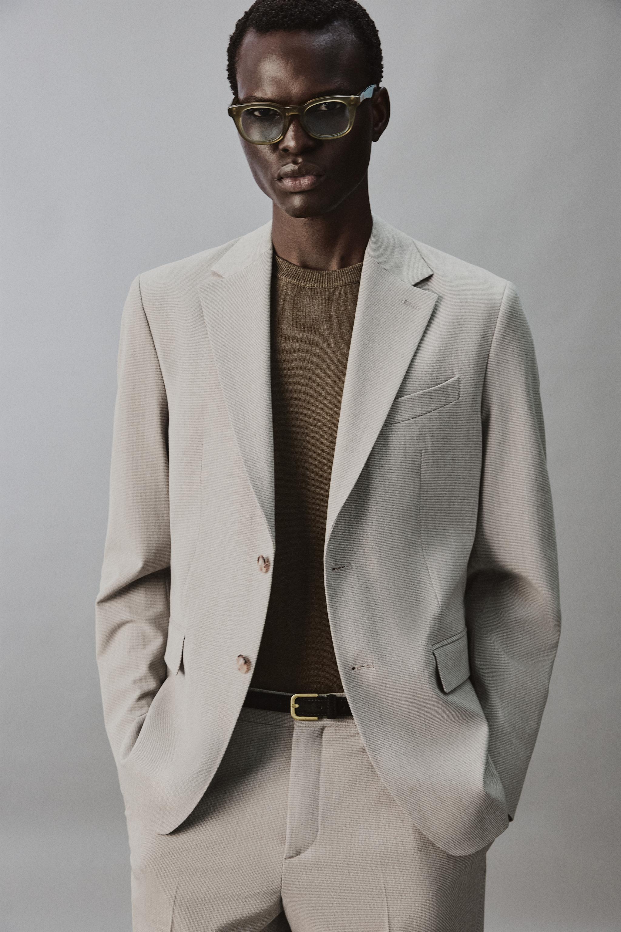 REGULAR FIT TEXTURED SUIT JACKET