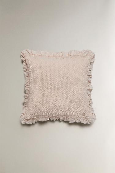 FEDERA DA CUSCINO PER BAMBINI MINI WAFFLE CON VOLANT - Rosa di Zara