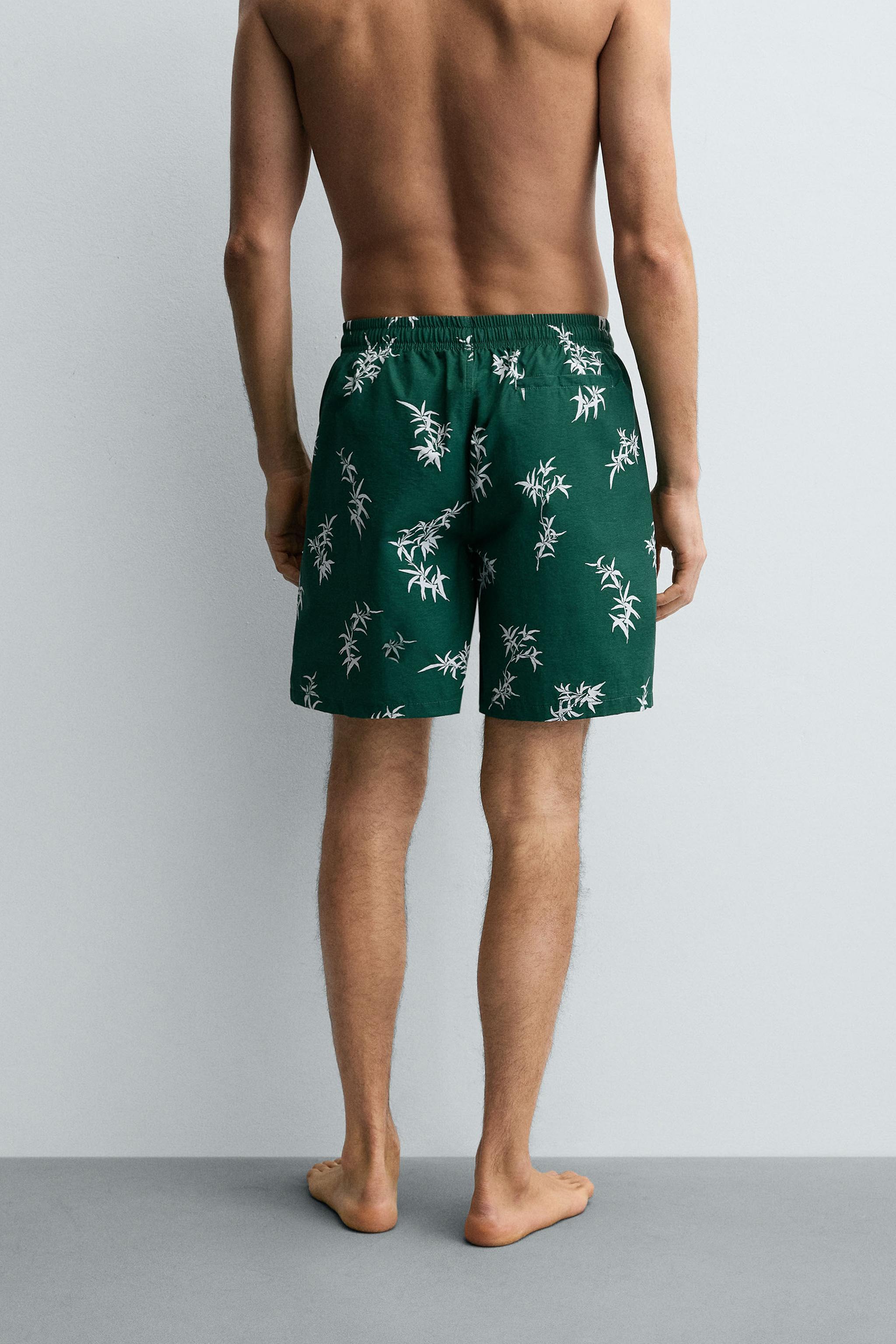 MAILLOT DE BAIN LONG À IMPRIMÉ FEUILLES