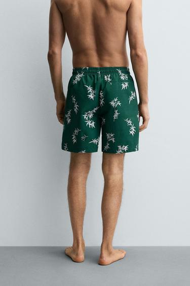LONG LEAF PRINT SWIMMING TRUNKS - Green by Zara - Image 2