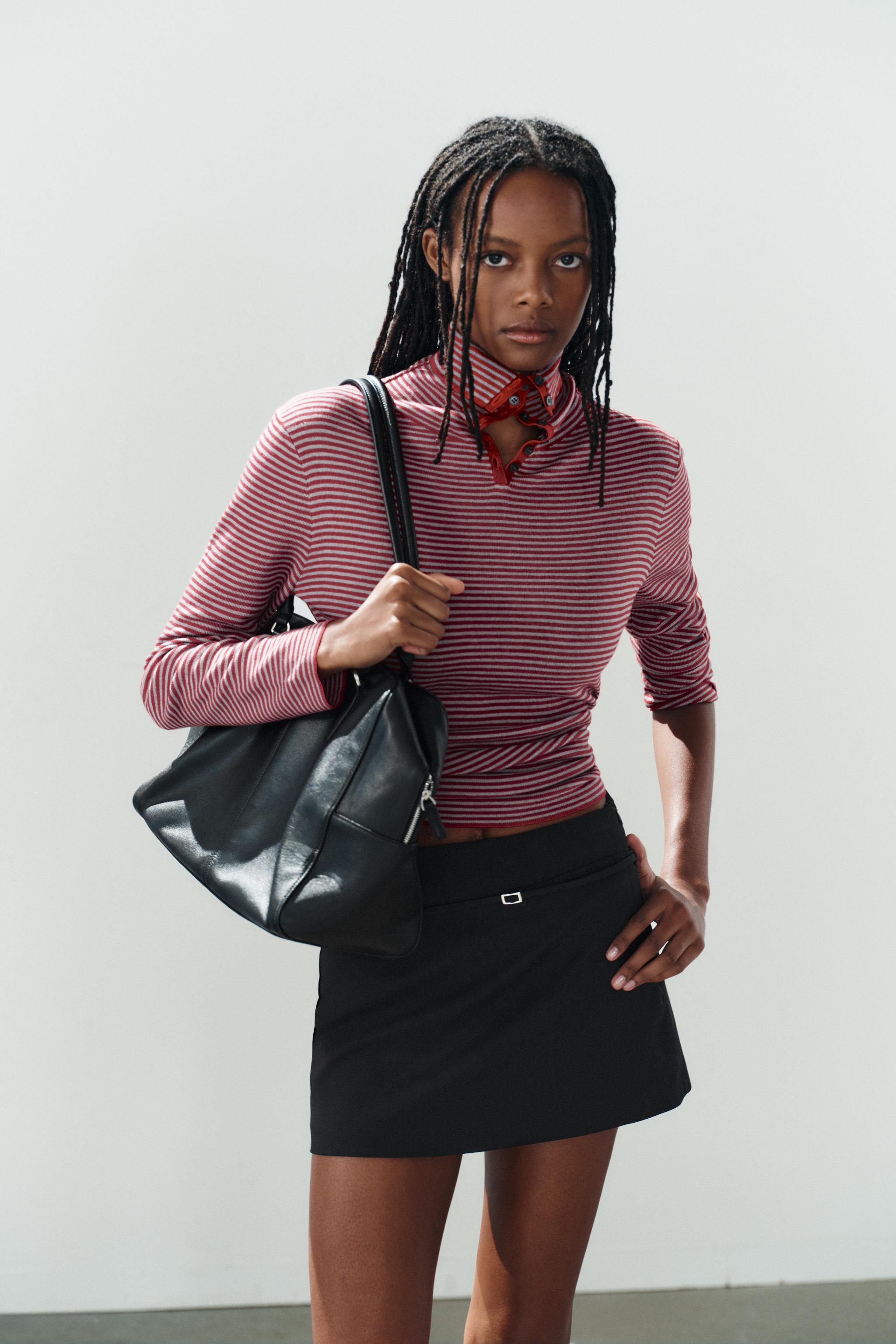 BELTED SKORT — Black
