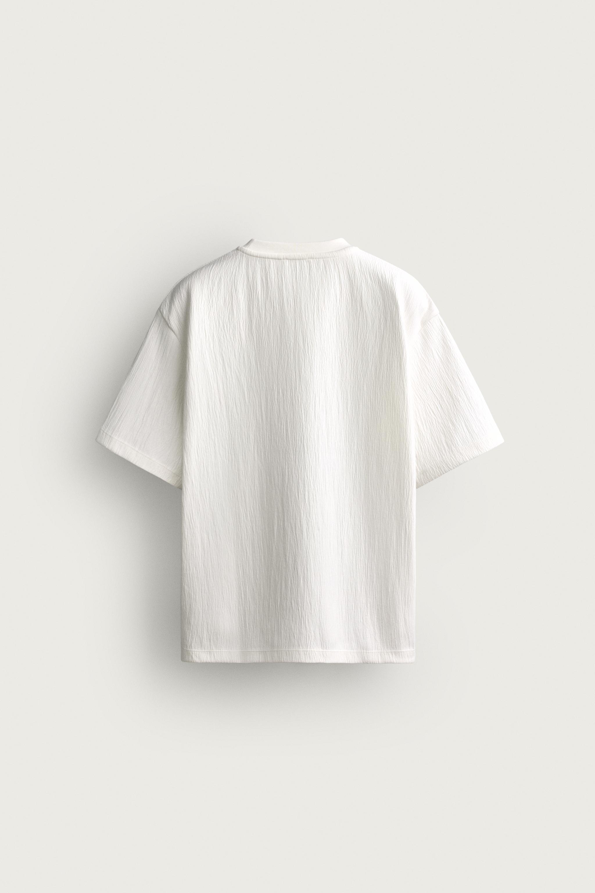 Zara DOKULU RELAXED FIT T-SHIRT görsel 8